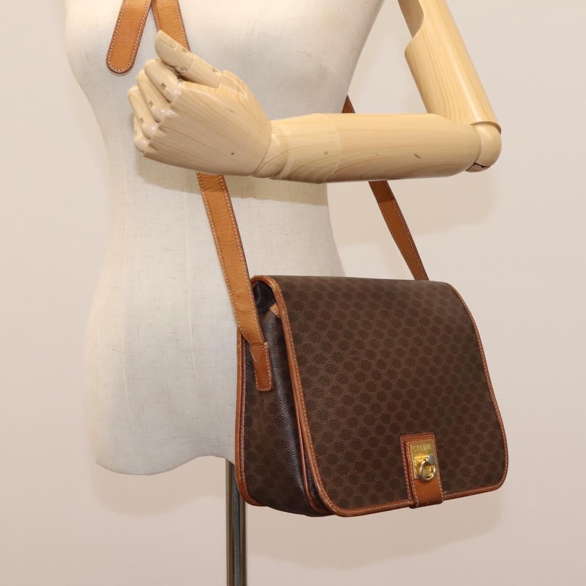 Celine Macadam Shoulder Bag PVC Leather, BROWN, CANVAS, Shoulder bag
