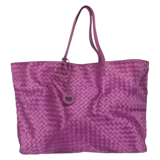 Bottega Veneta Intrecciolusion Tote Printed Nylon, Purple, Nylon, Tote Bag