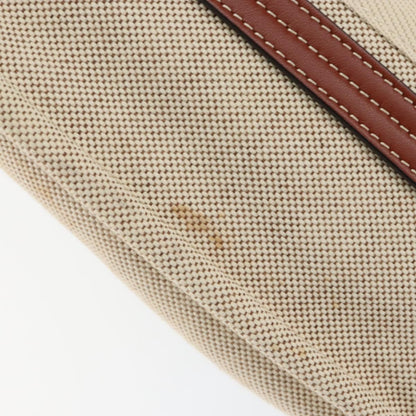 Chloe Woody Tote Canvas with Leather, BEIGE, CANVAS, Tote bag