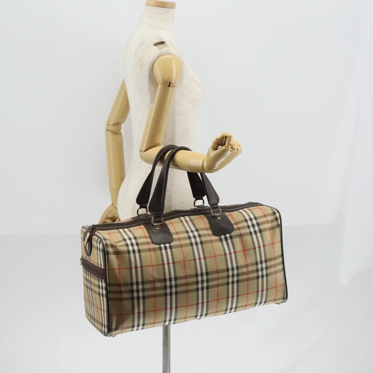 Burberry Vintage Duffle Bag Haymarket Canvas, BEIGE, CANVAS, Travel bag