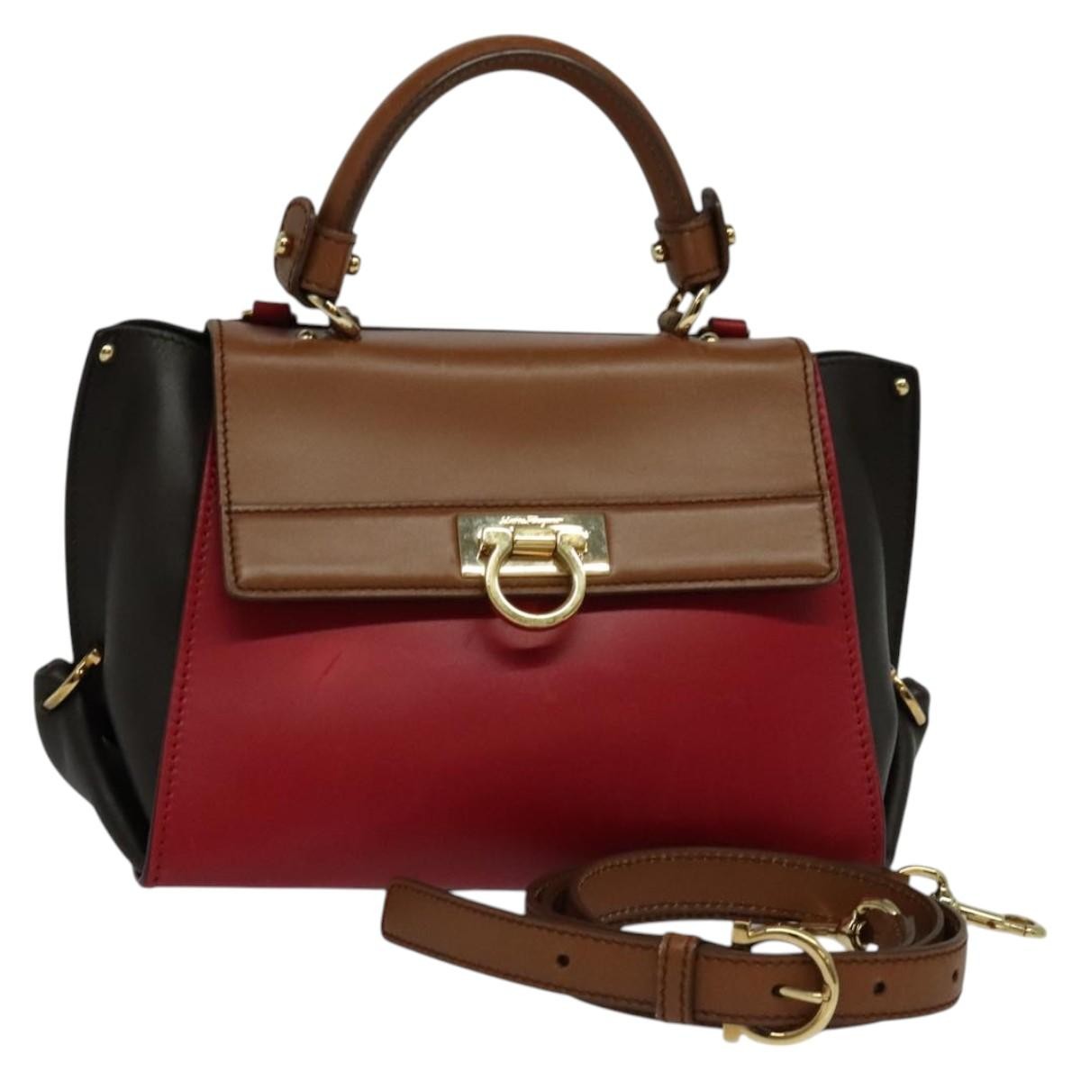 Salvatore Ferragamo Sofia Satchel Leather, RED, LEATHER, Handbag