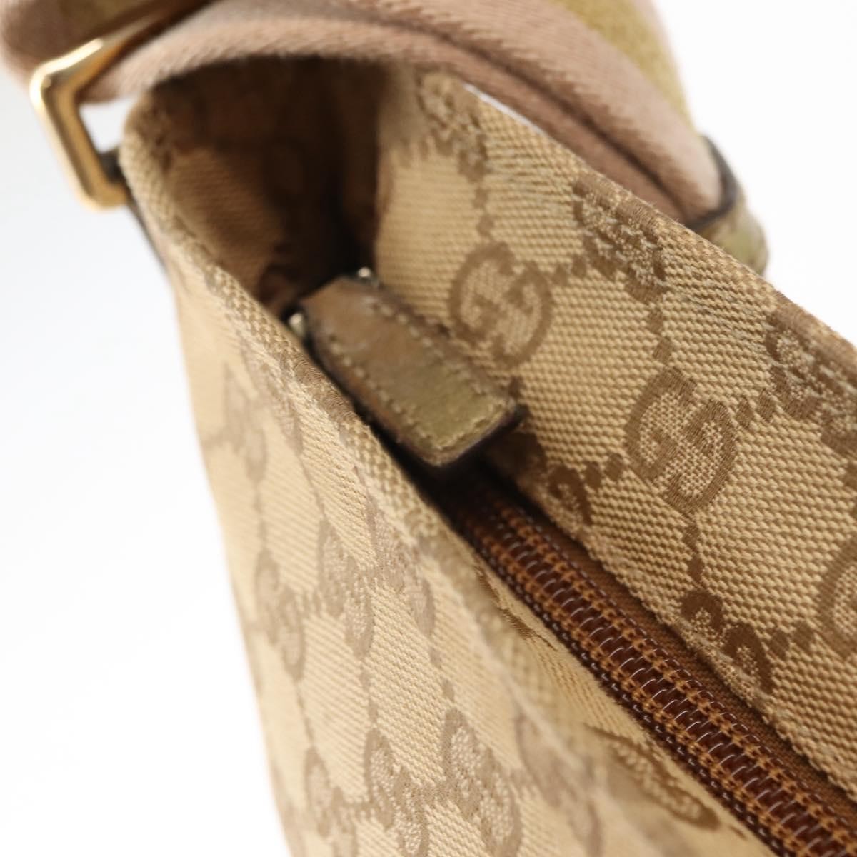 Gucci Web Strap Messenger Bag GG Canvas, BEIGE, CANVAS, Shoulder bag