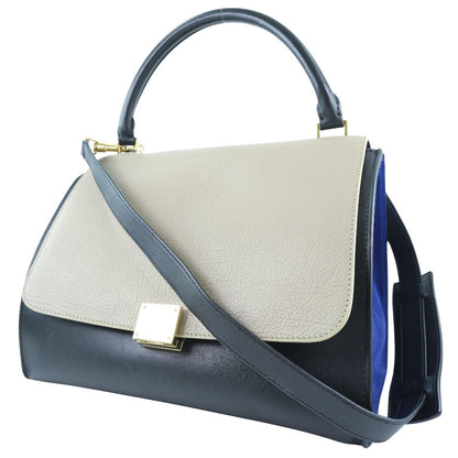 Celine Trapeze Bag Leather with Suede, BLACK, LEATHER, Bag