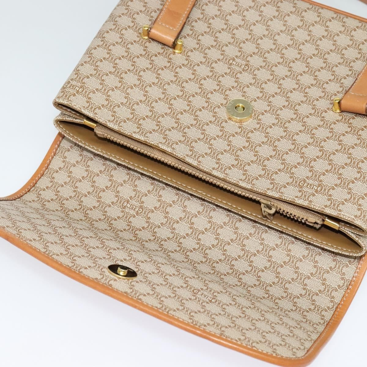 Celine Vintage Macadam Handbag Canvas and Leather, Beige, Canvas, Handbag