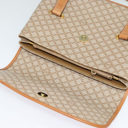 Celine Vintage Macadam Handbag Canvas and Leather, Beige, Canvas, Handbag