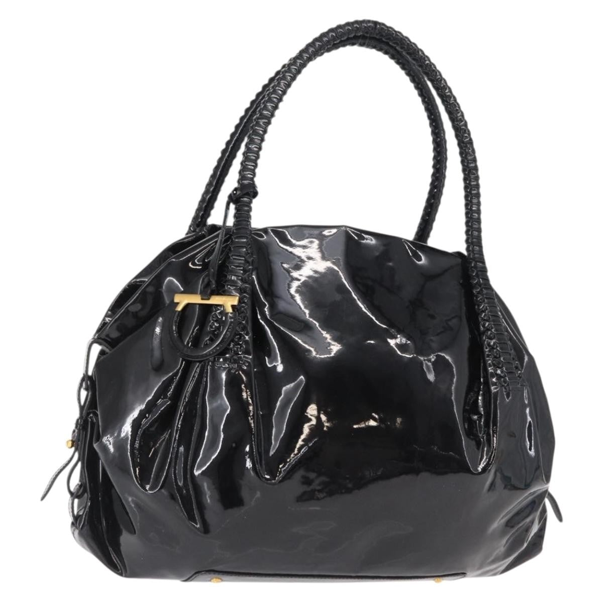 Salvatore Ferragamo Gancini Tote Patent leather, BLACK, PATENT_LEATHER, Tote bag