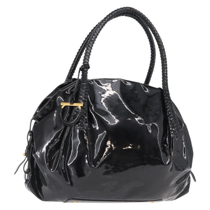 Salvatore Ferragamo Gancini Tote Patent leather, BLACK, PATENT_LEATHER, Tote bag