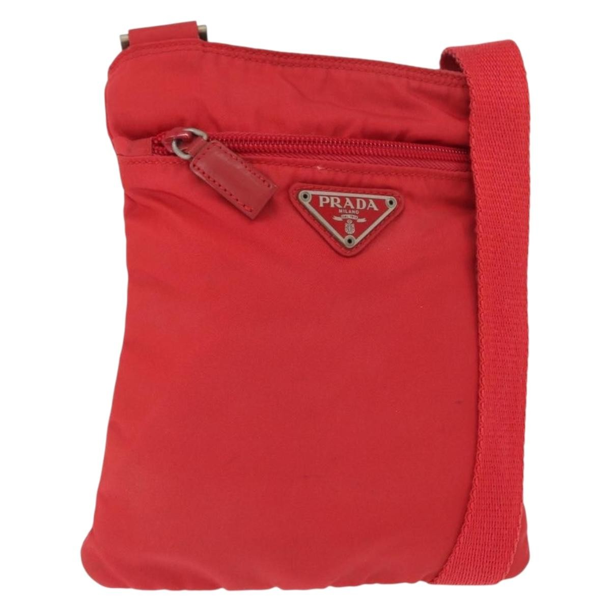 Prada Front Pocket Messenger Bag Tessuto, RED, NYLON, Shoulder bag