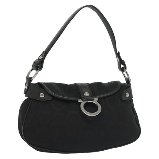 Salvatore Ferragamo Gancini handbag Canvas, BLACK, CANVAS, Handbag