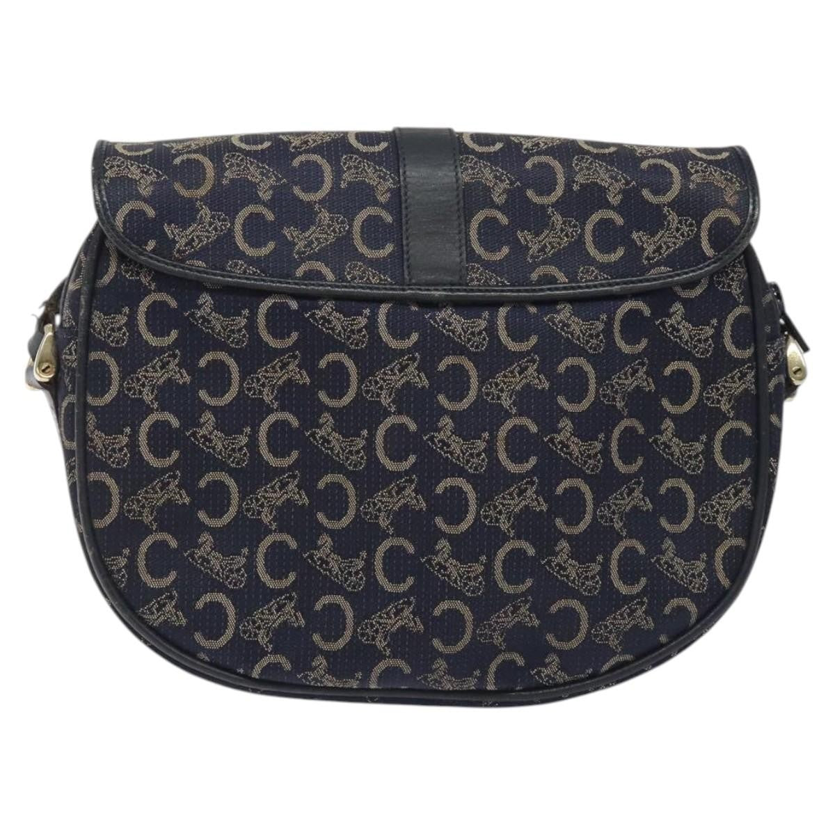 Celine C Sulky Shoulder bag Canvas and Leather, NAVY, CANVAS, Shoulder bag