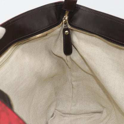 Gucci Original Zip Tote GG Canvas with Leather, Red, Canvas, Tote Bag