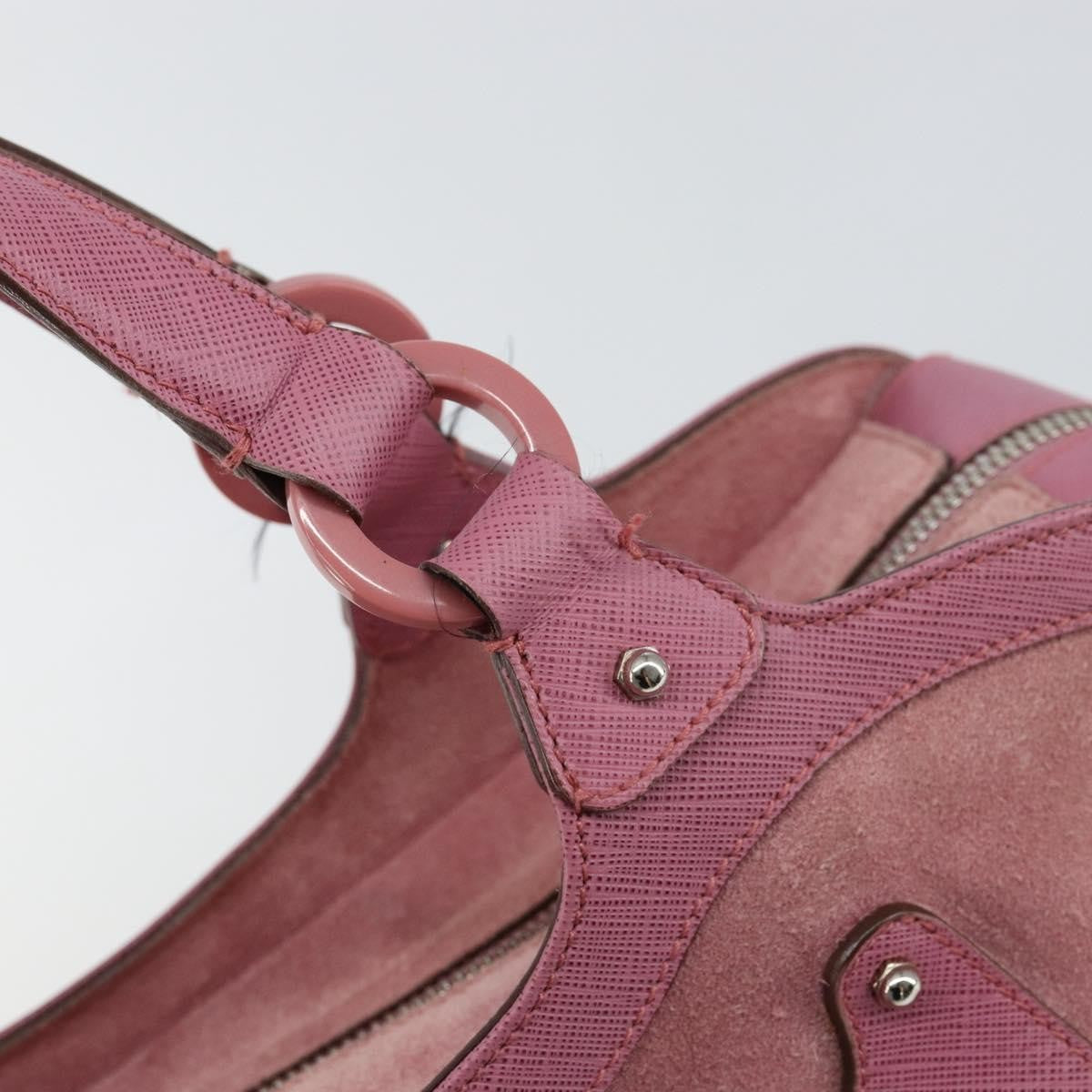Salvatore Ferragamo Gancini handbag Suede, PINK, SUEDE, Handbag