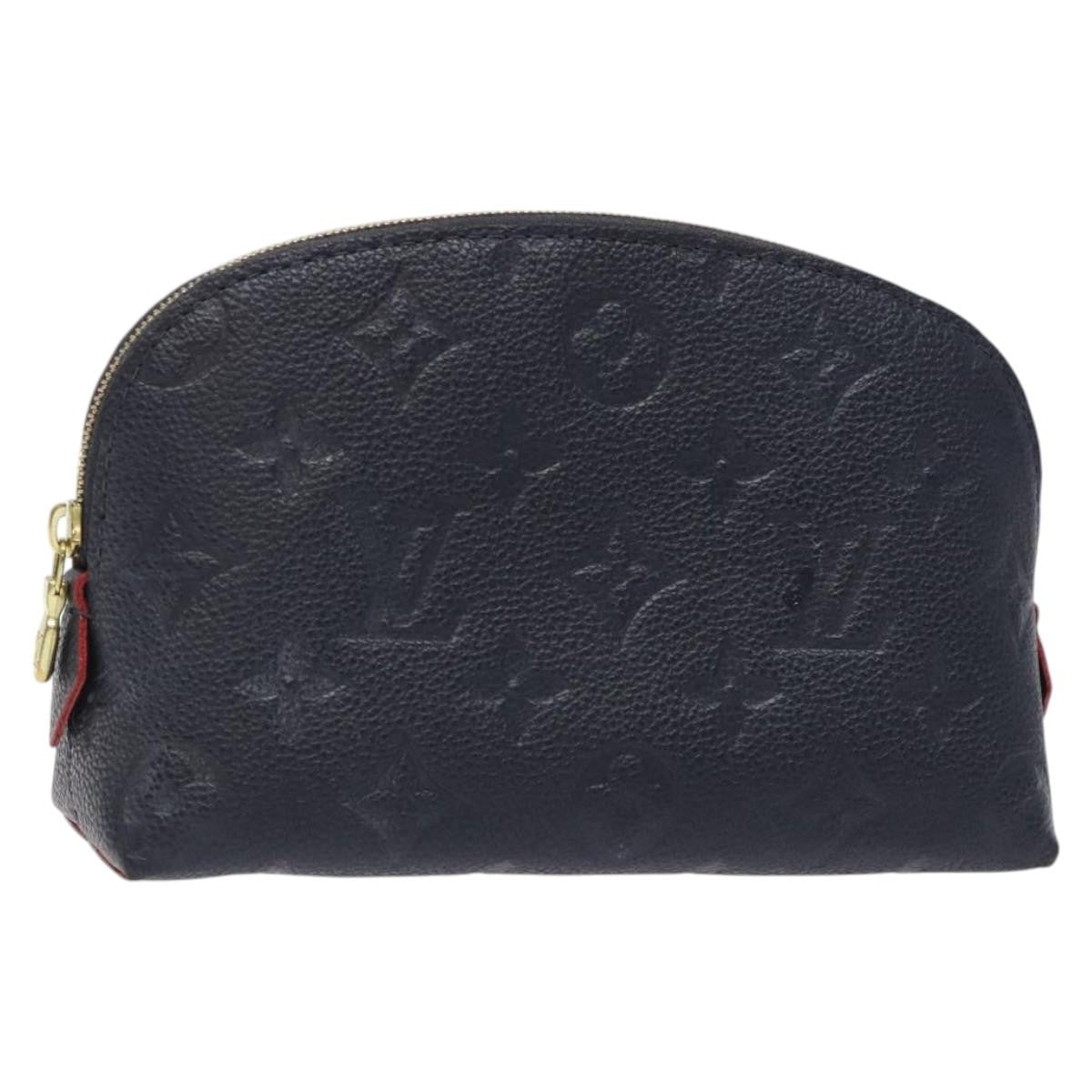 Louis Vuitton Cosmetic Pouch Monogram Empreinte Leather, NAVY, LEATHER, Toiletry Case