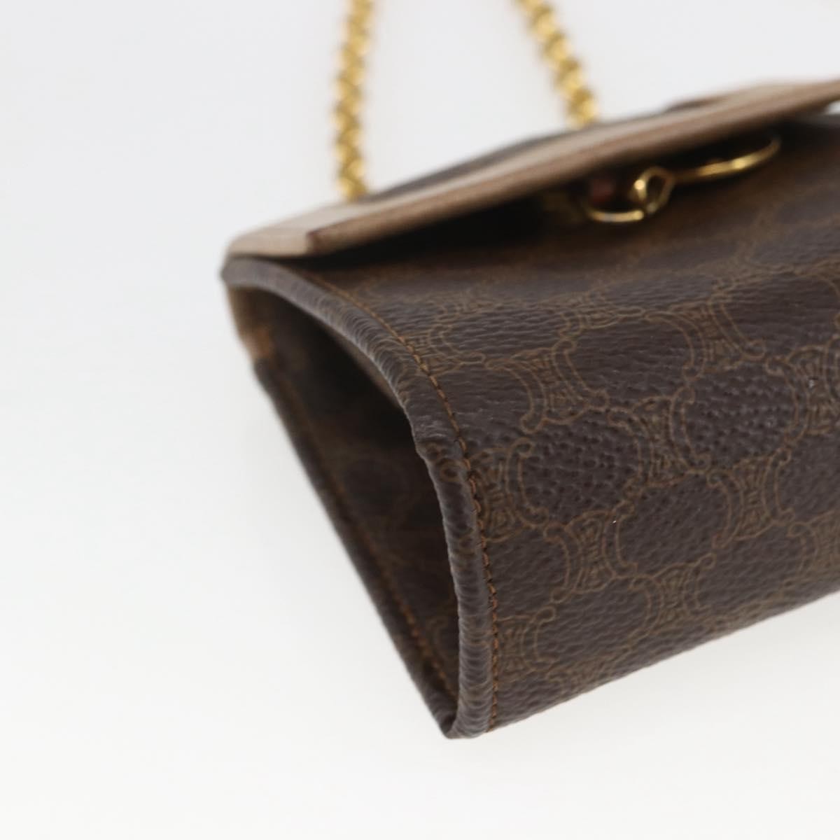 Celine Vintage Macadam Shoulder Bag Canvas and Leather, BROWN, CANVAS, Shoulder bag