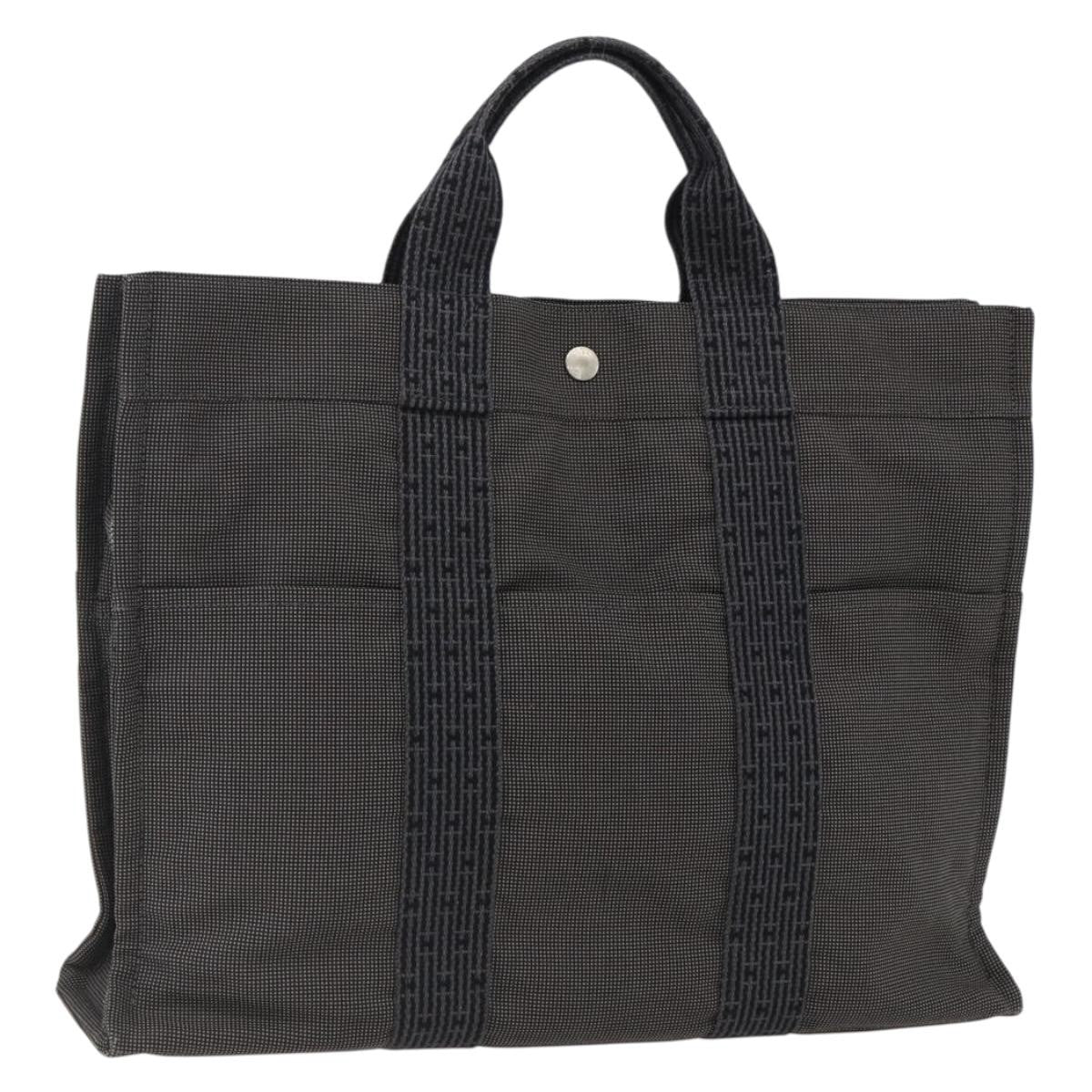 Hermes Fourre-tout Herline Canvas, GRAY, CANVAS, Tote bag