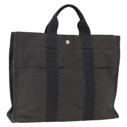 Hermes Fourre-tout Herline Canvas, GRAY, CANVAS, Tote bag