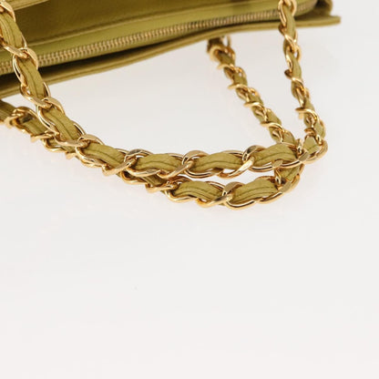 Chanel Vintage Logo Chain Shoulder Bag Caviar, YELLOW, LEATHER, Shoulder bag