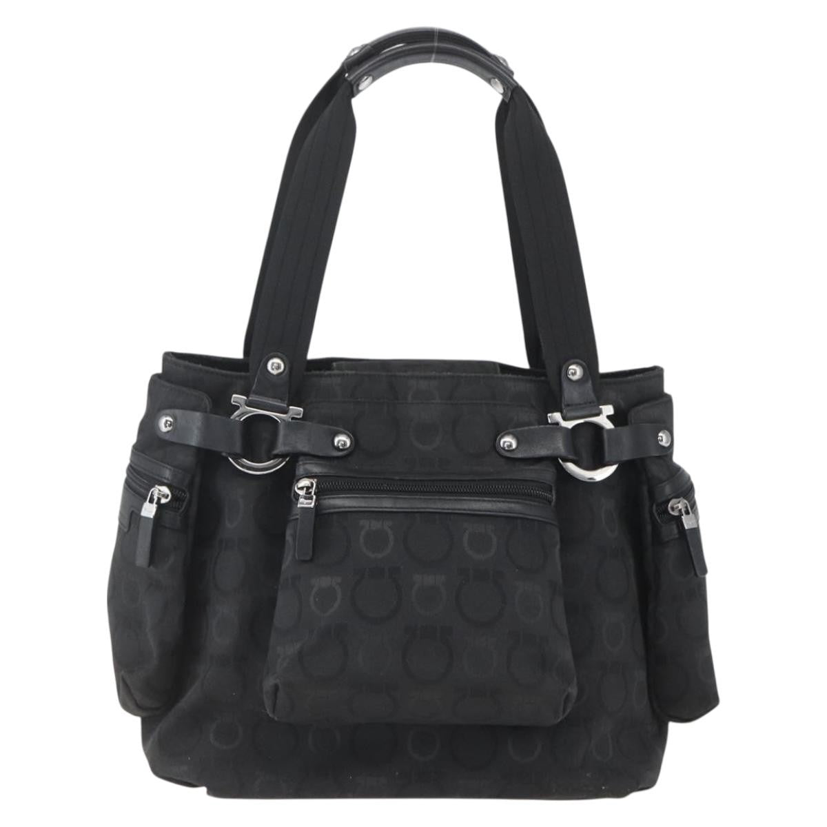 Salvatore Ferragamo Gancini Tote Nylon, Black, Nylon, Tote Bag
