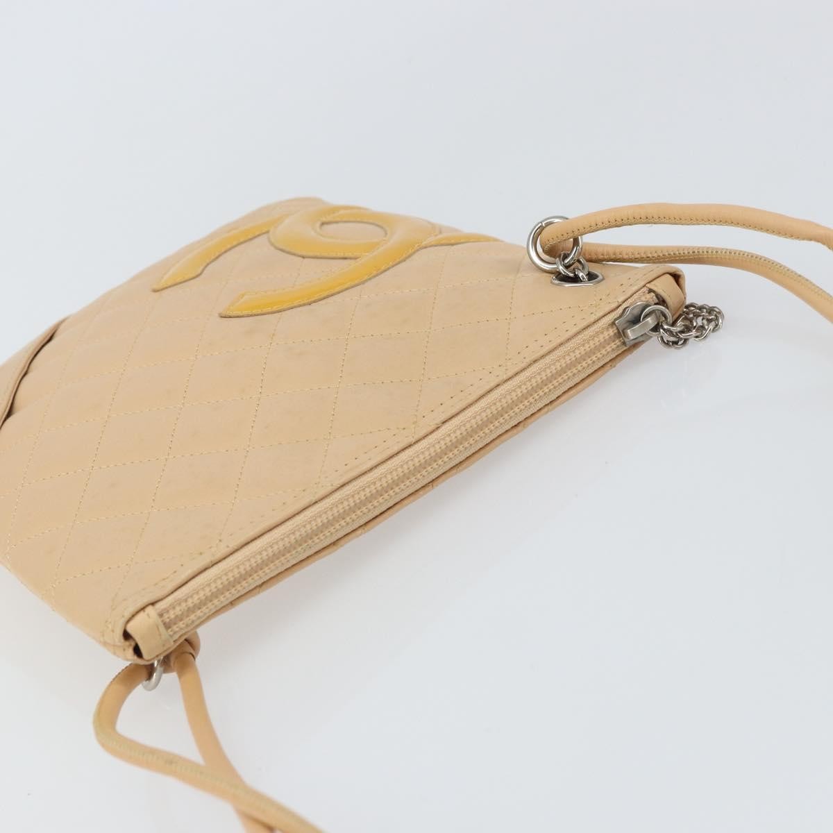 Chanel Cambon Flat Messenger Quilted Leather, BEIGE, LEATHER, Shoulder bag