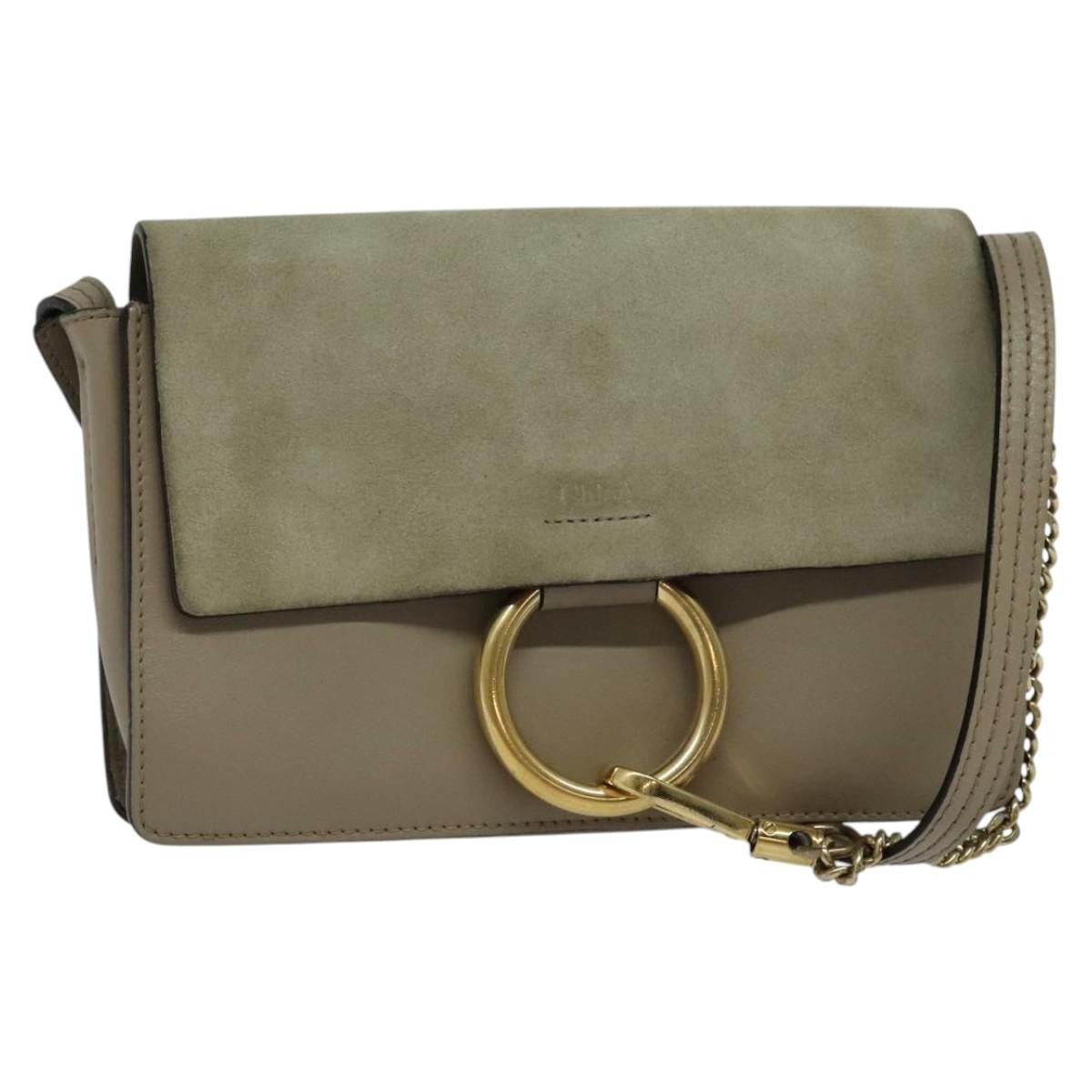 Chloe Faye Crossbody Leather and Suede, GRAY, SUEDE, Shoulder bag