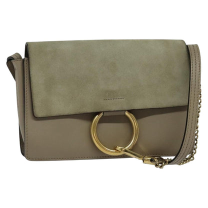 Chloe Faye Crossbody Leather and Suede, GRAY, SUEDE, Shoulder bag