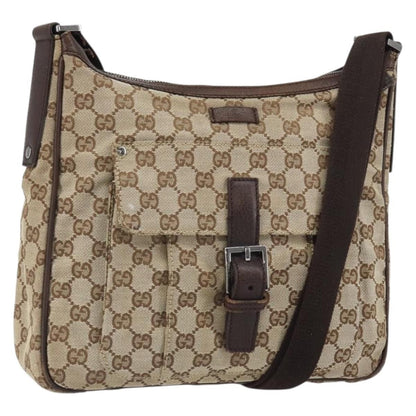 Gucci Vintage Shoulder Bag GG Canvas and Leather, BEIGE, CANVAS, Shoulder bag