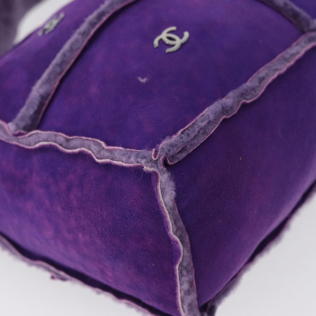 Chanel CC Logo Shoulder Bag Shearling and Suede, PURPLE, SUEDE, Shoulder bag