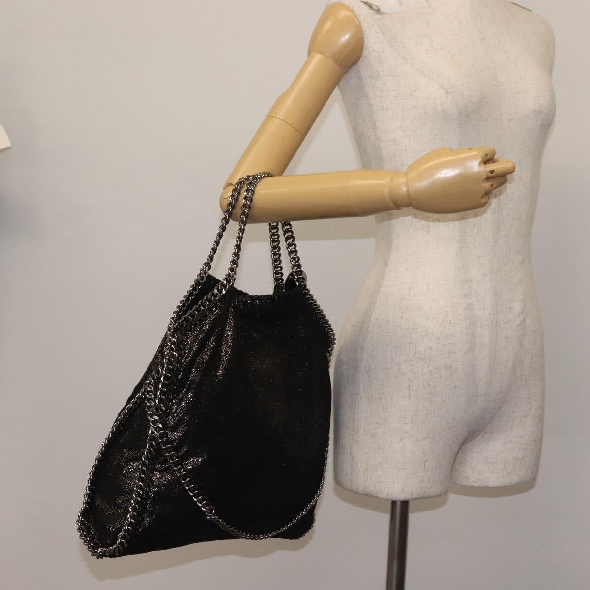 Stella McCartney Falabella Fold Over Bag Faux Suede, BLACK, SYNTHETIC, Crossbody bag