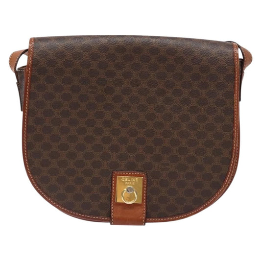 Celine Macadam Shoulder Bag PVC Leather, BROWN, CANVAS, Shoulder bag