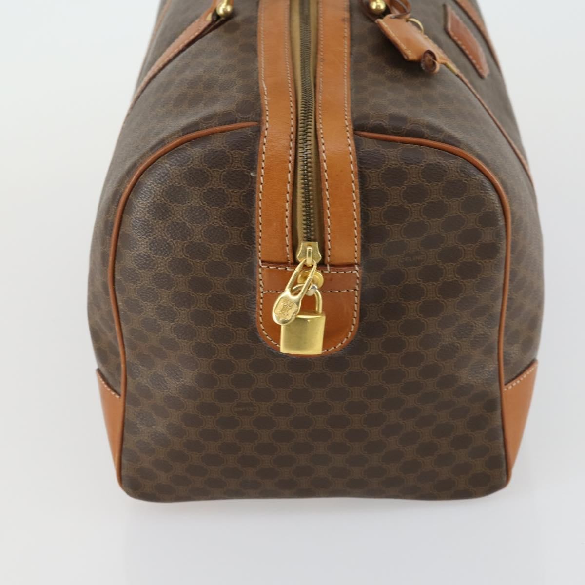 Celine Vintage Macadam Boston bag Canvas and Leather, BROWN, CANVAS, Travel bag