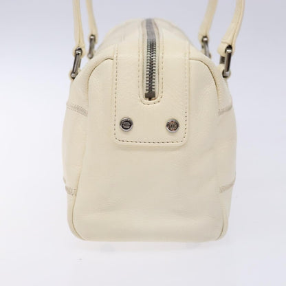 Chanel Square Stitch Duffle Bag Quilted Caviar, WHITE, LEATHER, Travel bag