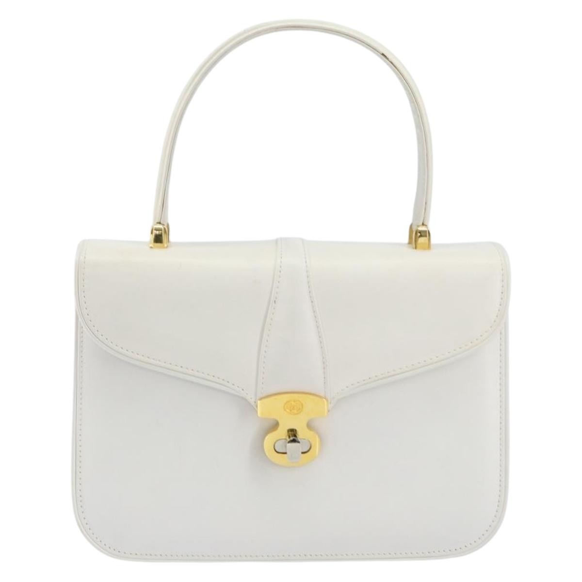 Gucci Vintage Handbag Leather, WHITE, LEATHER, Handbag