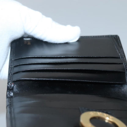 Celine Circle Logo Compact Wallet Leather, BLACK, LEATHER, Wallets