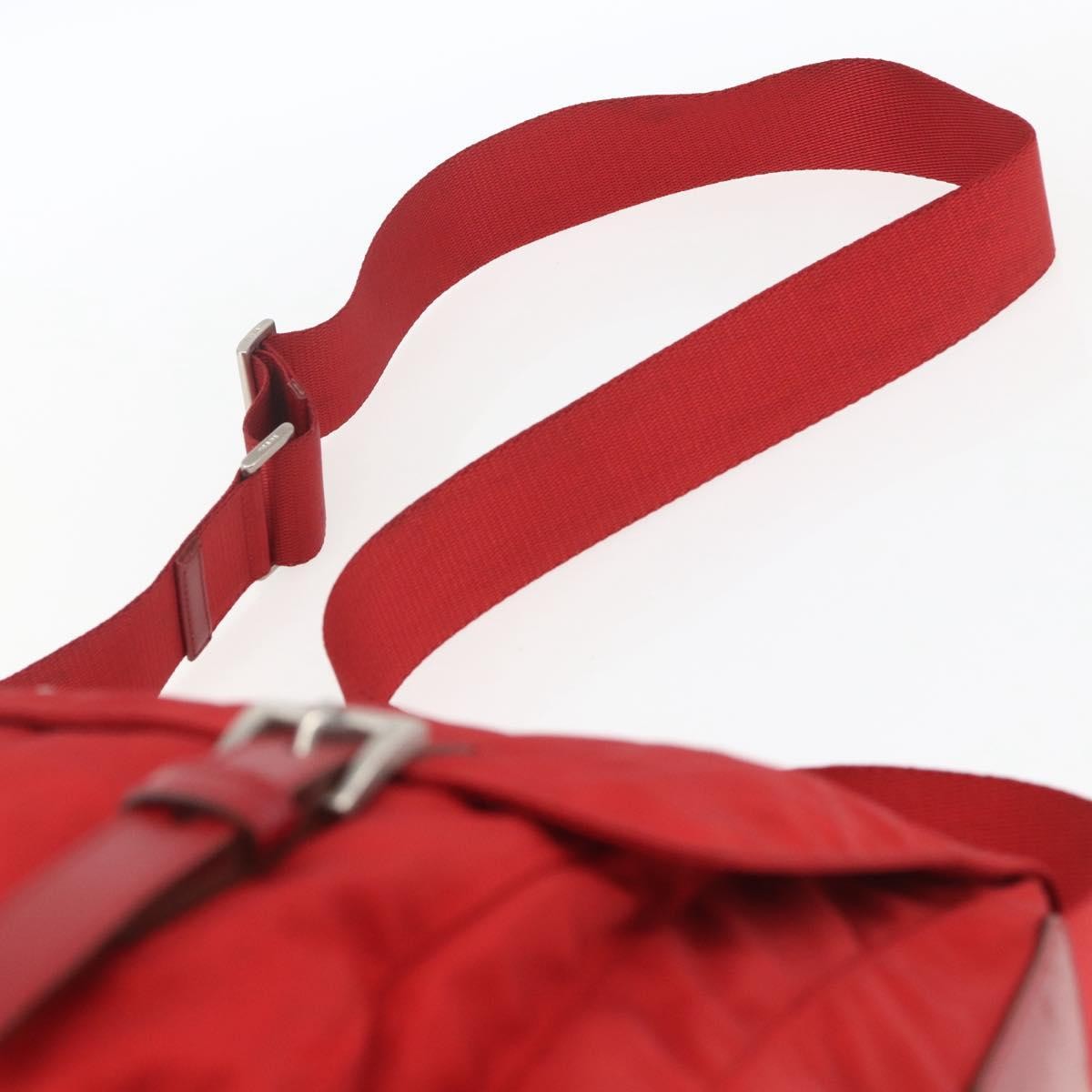 Prada Zip Buckle Messenger Bag Tessuto, Red, Nylon, Shoulder Bag