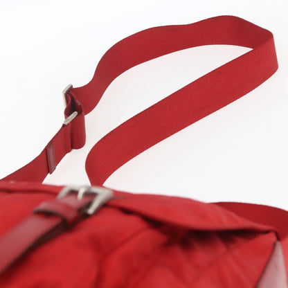 Prada Zip Buckle Messenger Bag Tessuto, Red, Nylon, Shoulder Bag
