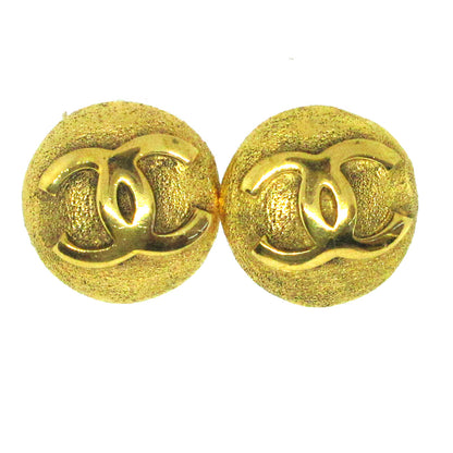 Chanel Vintage CC Round Clip-On Earrings Metal, GOLD, GOLD_PLATED, Earrings