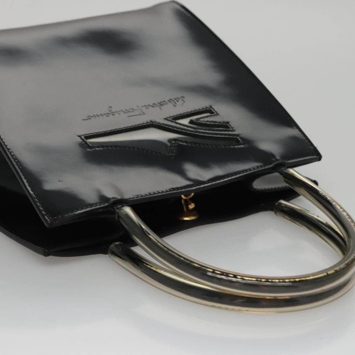 Salvatore Ferragamo Shopper Tote Patent Leather, BLACK, PATENT_LEATHER, Tote bag