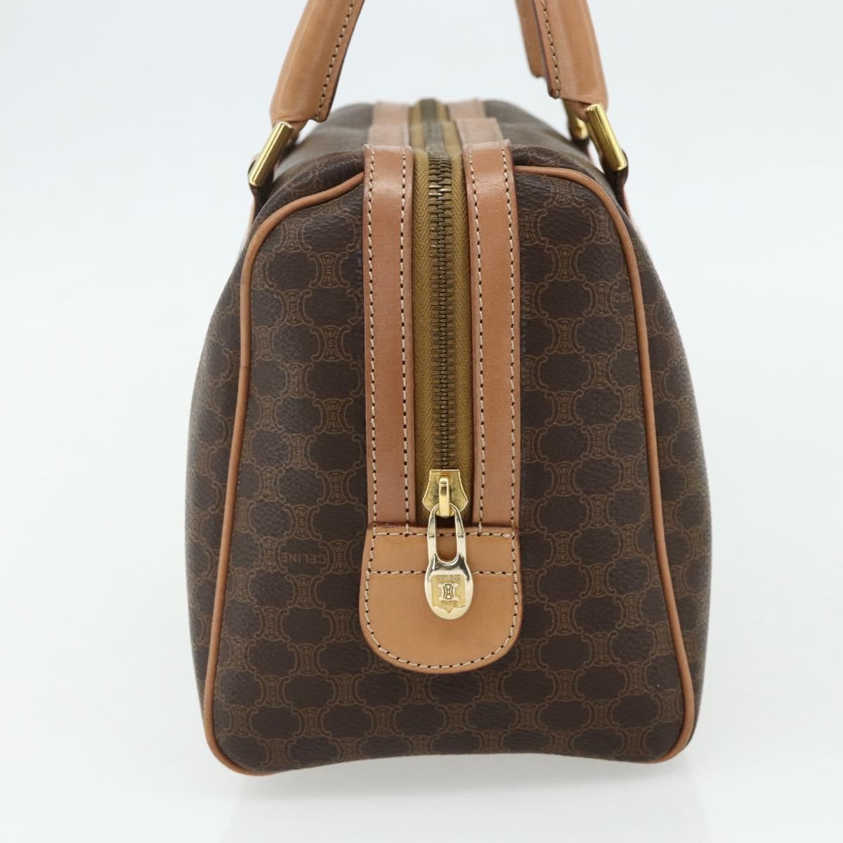 Celine Vintage Macadam Boston bag Canvas and Leather, Brown, Canvas, Handbag