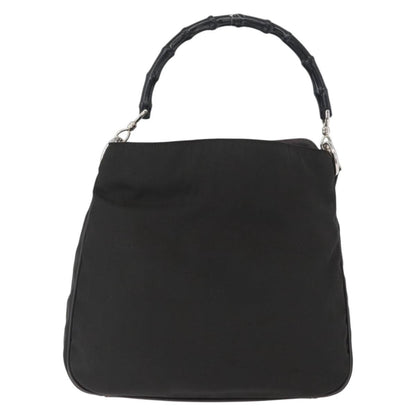 Gucci Vintage Bamboo Handle Bag Nylon, BLACK, NYLON, Handbag