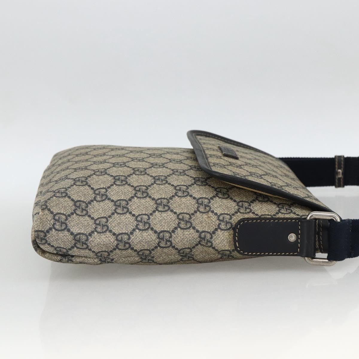 Gucci Flap Messenger GG Coated Canvas, Navy, Canvas, Shoulder Bag