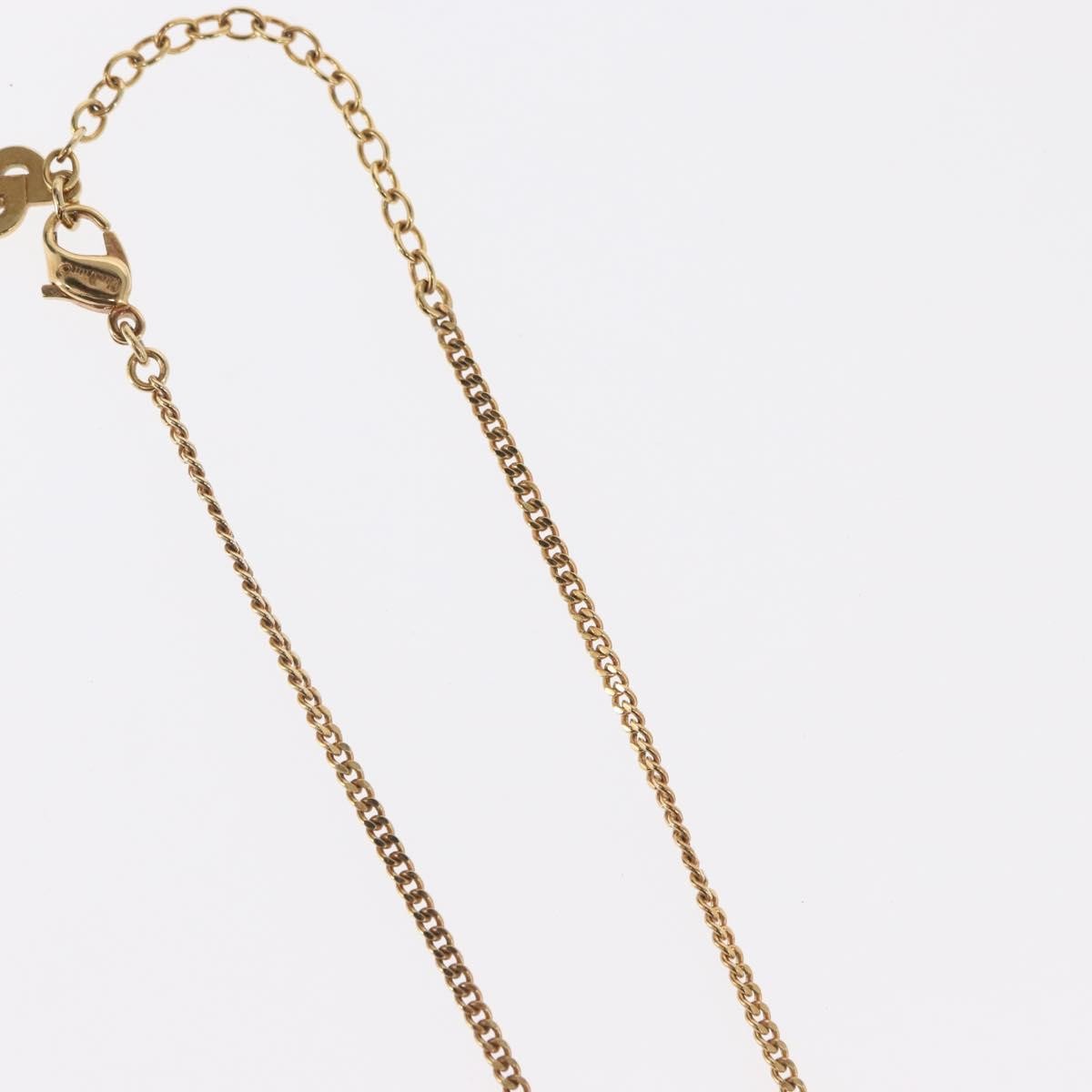 Christian Dior Vintage Logo Round Pendant Necklace Metal and Crystals, GOLD, METAL, Necklace