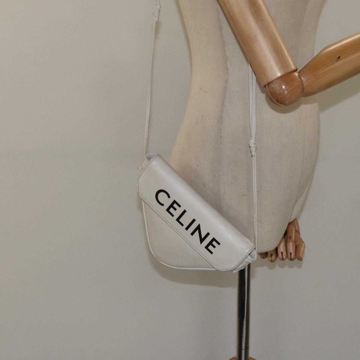 Celine Triangle Bag Leather, WHITE, LEATHER, Handbag