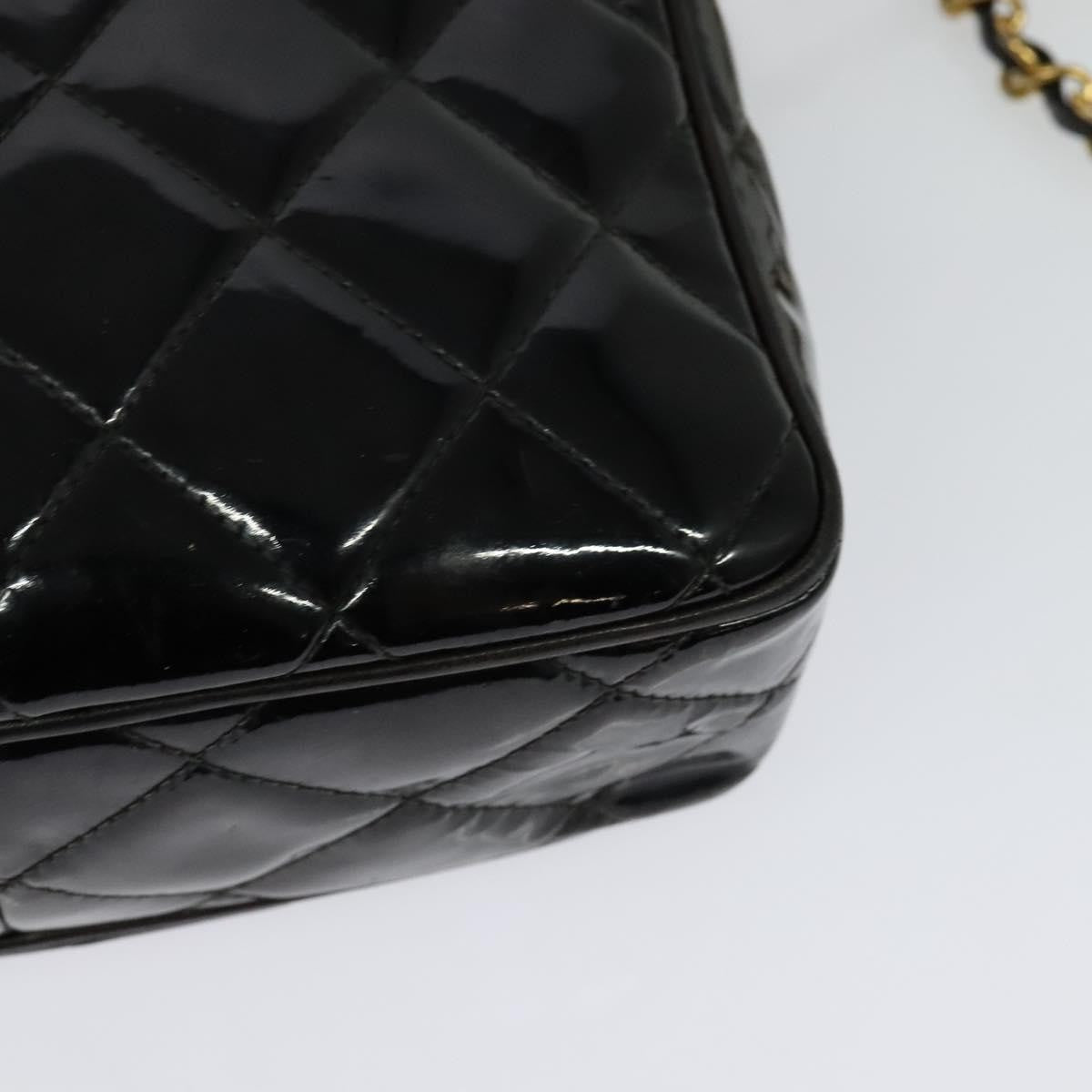 Chanel Vintage Square Front Pocket Camera Bag Quilted Patent, BLACK, PATENT_LEATHER, Shoulder bag