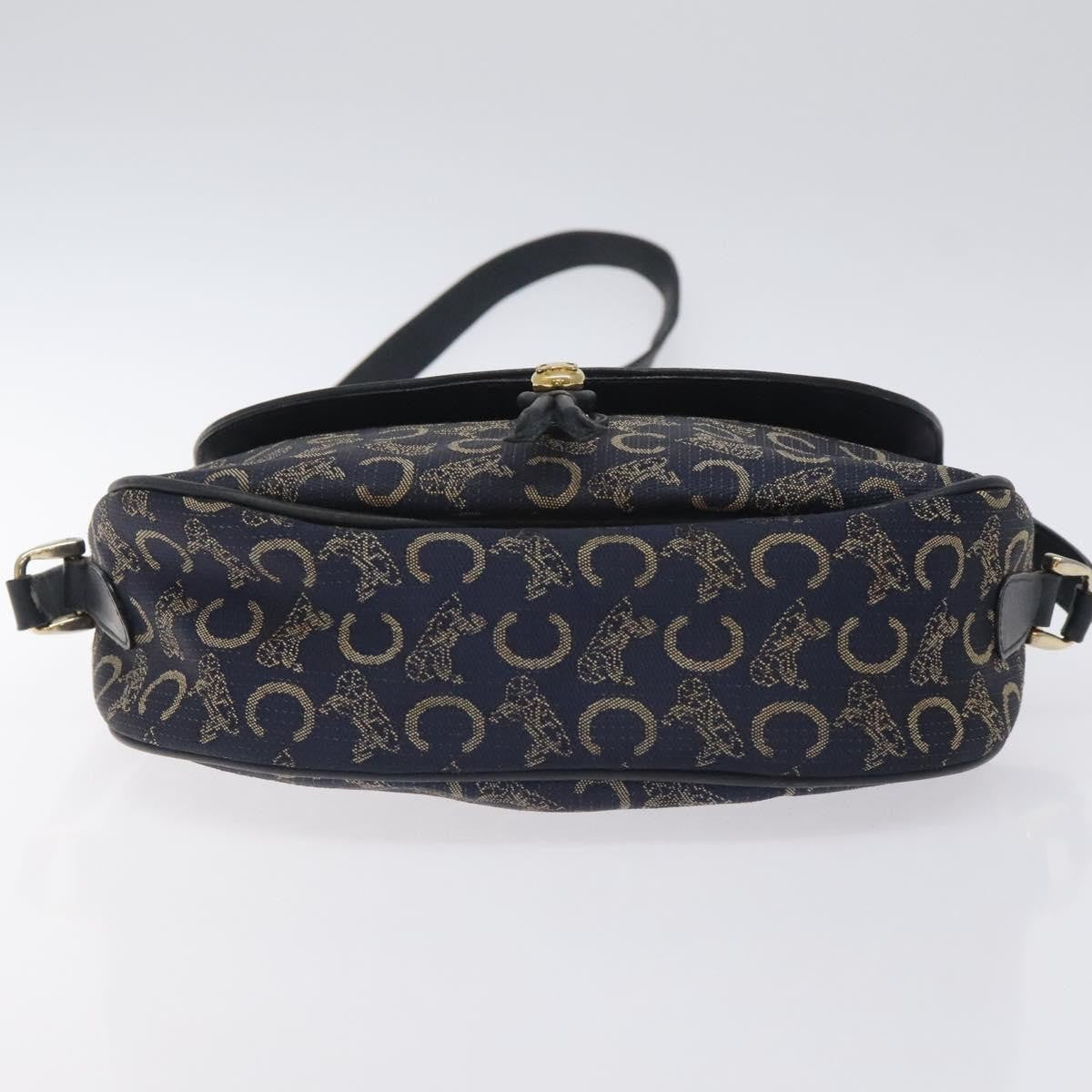 Celine C Sulky Shoulder bag Canvas and Leather, NAVY, CANVAS, Shoulder bag