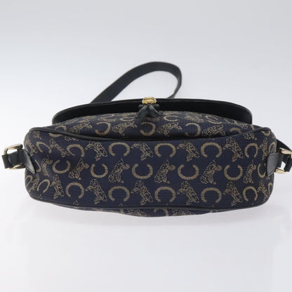 Celine C Sulky Shoulder bag Canvas and Leather, NAVY, CANVAS, Shoulder bag