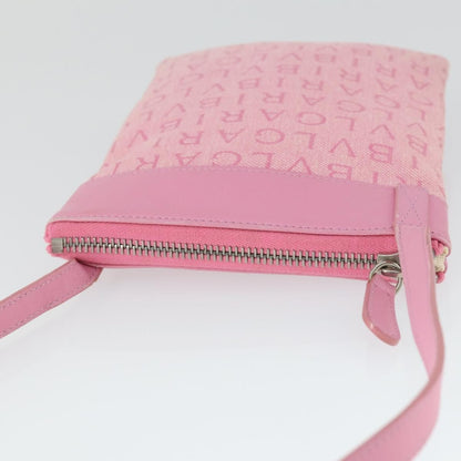 Bvlgari Logomania Shoulder Bag Canvas with Leather, Pink, Canvas, Shoulder Bag