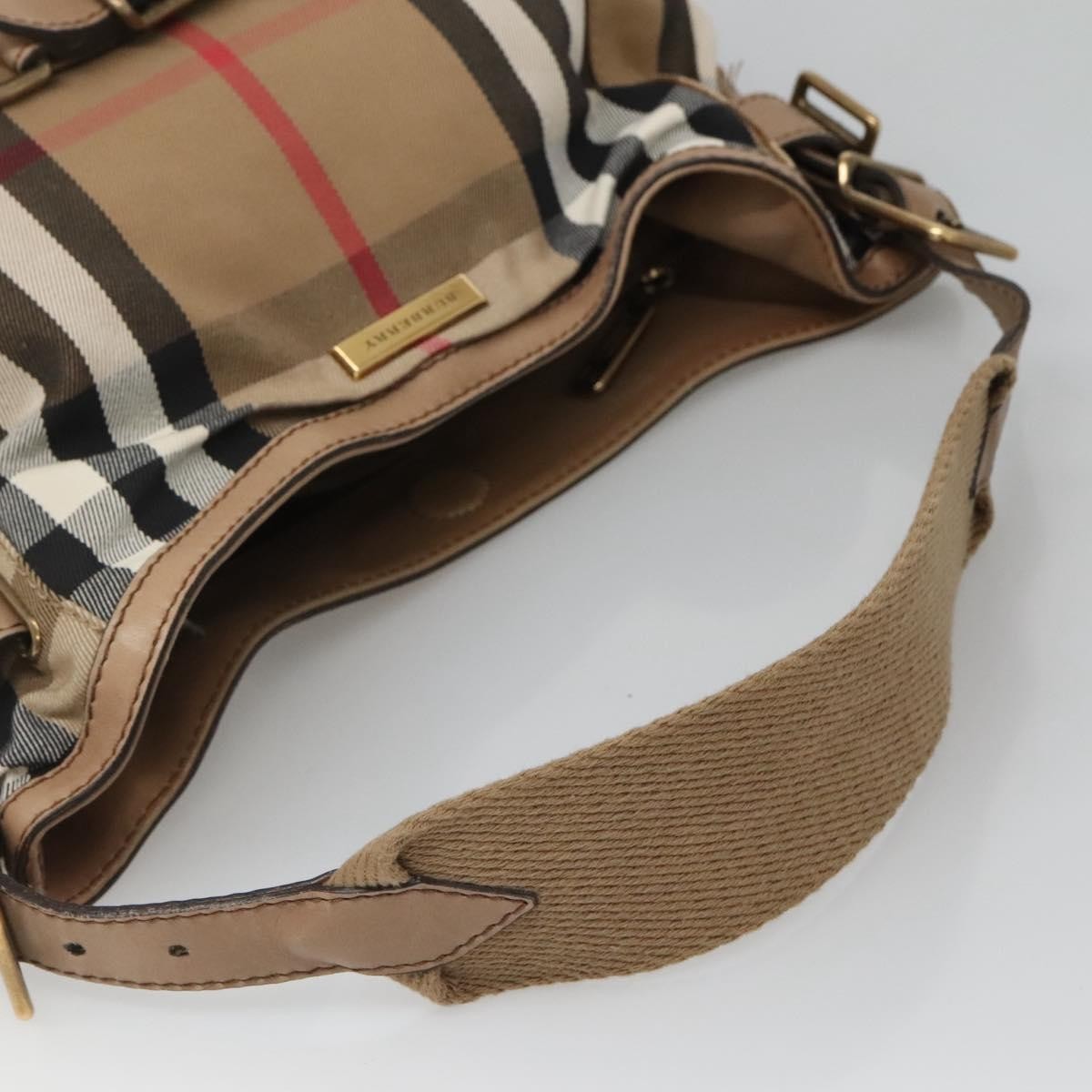 Burberry Parsons Hobo House Check Canvas and Leather, BEIGE, CANVAS, Shoulder bag