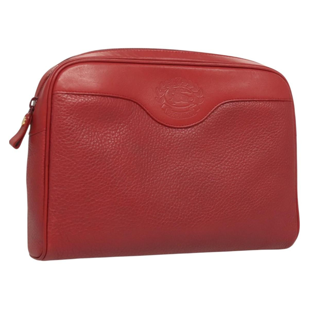Burberry Logo Zip Around Pouch Leather, RED, LEATHER, Clutche & pouche