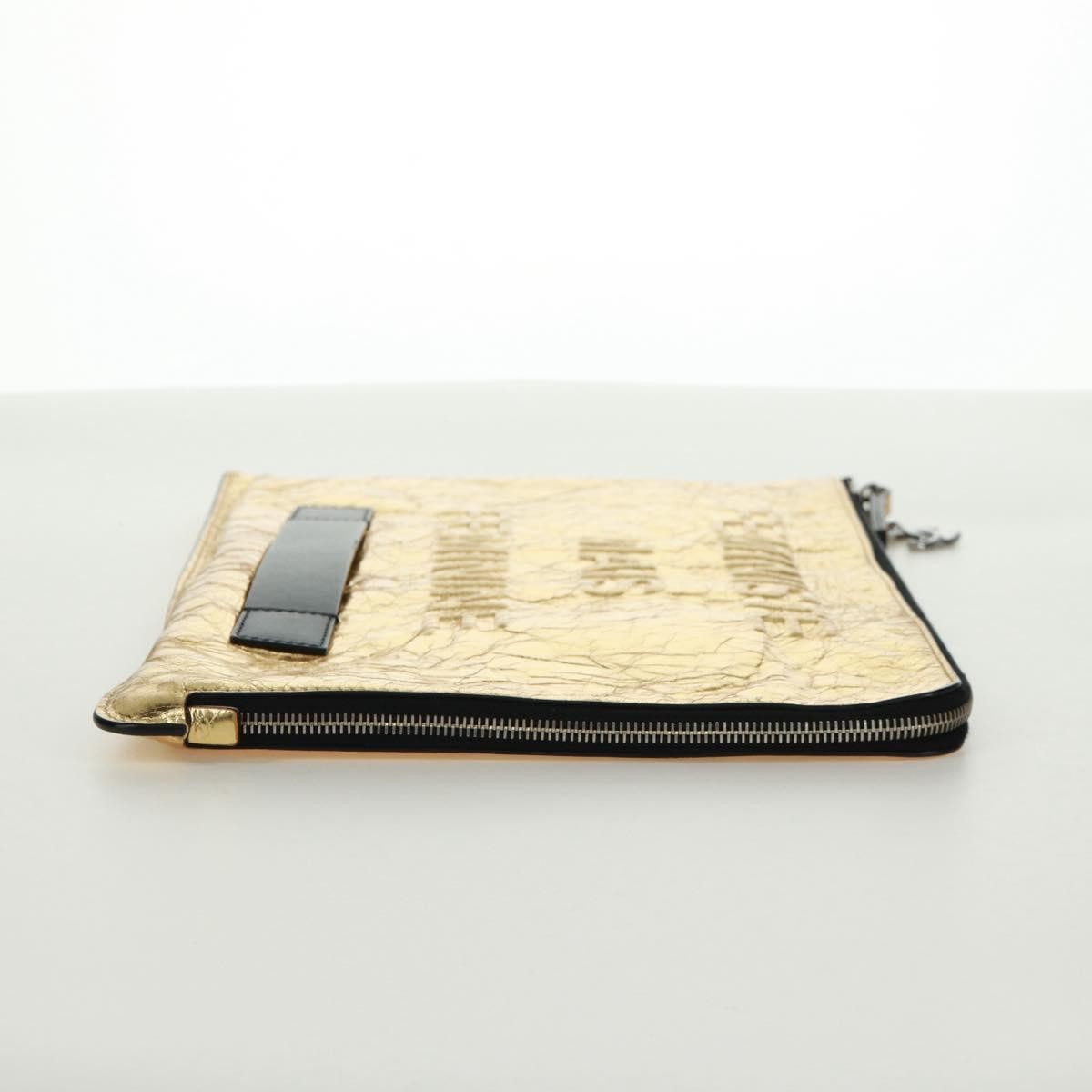 Chanel Feminine Pouch Crinkled Leather, Gold, Leather, Clutch