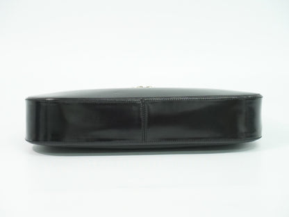 Salvatore Ferragamo Gancini Shoulder Bag Leather, BLACK, PATENT_LEATHER, Shoulder bag